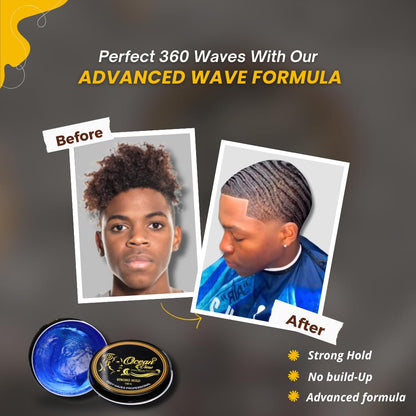 OCEAN VIEW DEEP WAVES POMADE- Water-Based Hair Cream for 360 Wave Training and Wolfing- Silky Smooth Application and Styling, Strong Hold, Easy Wash- Waver and Barber Accessories - 4oz Tin Can