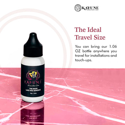 Kafune Amor Hair Care MAXX Lace Wig Adhesive – Wig Glue Size 1.06 OZ Waterproof Hold for Your Lace Wig or Toupee – Quick Drying – MAXX Hold Up to 4 Weeks – NO Flaky Residue – Best for Sensitive Skin