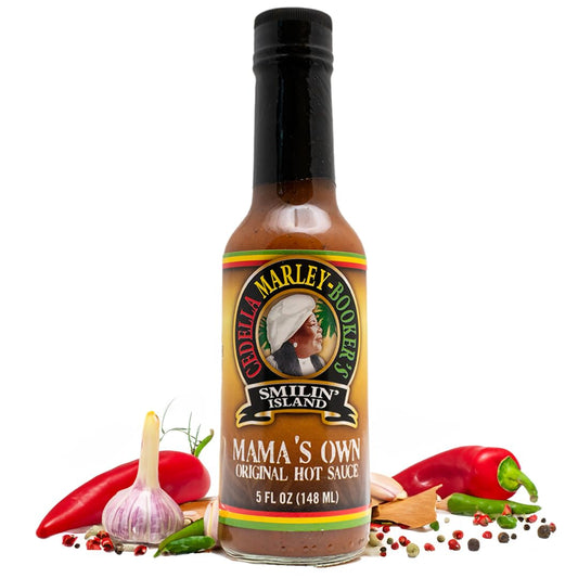 Mamas Own Original Hot Sauce by Cedella Marley Booker's Smilin Island -Habanero and Scotch Bonnet Peppers 1 Bottle 5 Ounce.