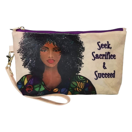 Shades of Color Cosmetic Pouch, Seek Sacrifice & Succeed, 9 x 5 inches (CP133)