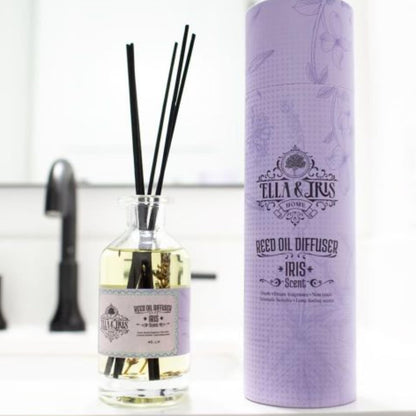 Ella & Iris Home Reed Diffuser Oil with Iris Scent - Relaxing Iris & Lavender Oil Diffuser for Home & Room Fragrance - Aromatherapy Benefits & Non-Toxic - Home & Office Decor Gift (6oz)