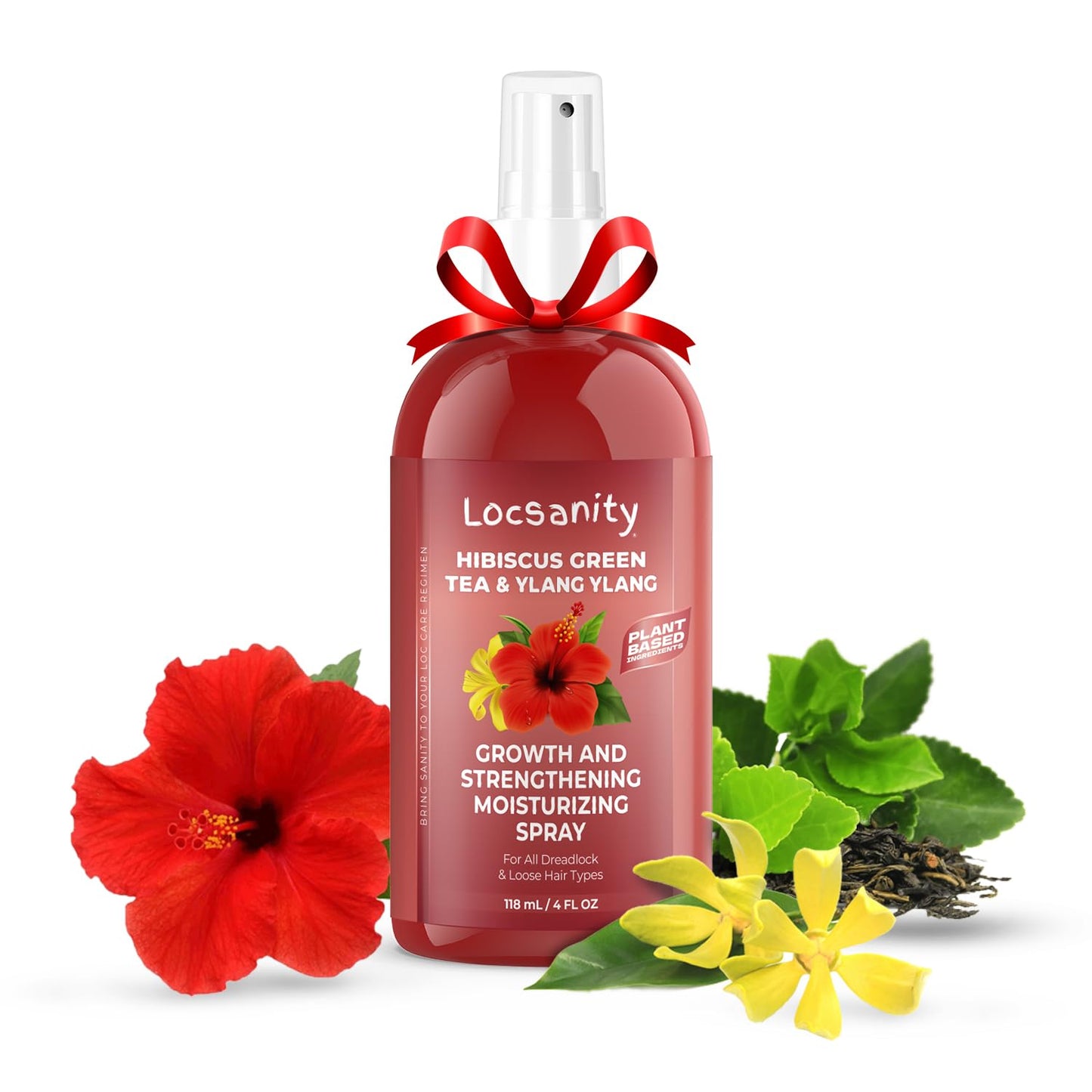 Locsanity Hibiscus Green Tea Hair Growth Spray for Dreadlocks and Loose Hairstyles Hair Care Treatment – Trial Size Loc Moisturizer for Thicker, Fuller, Longer Hair (4oz)