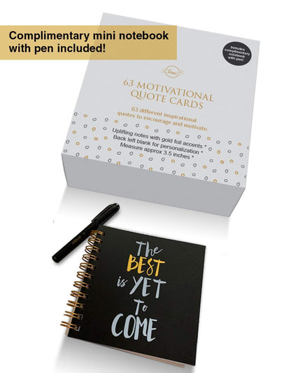 Dessie Motivational Cards - 63 Unique Encouragement Cards Deck with Inspirational Quotes. Bonus Inspirational Notebook with Pen