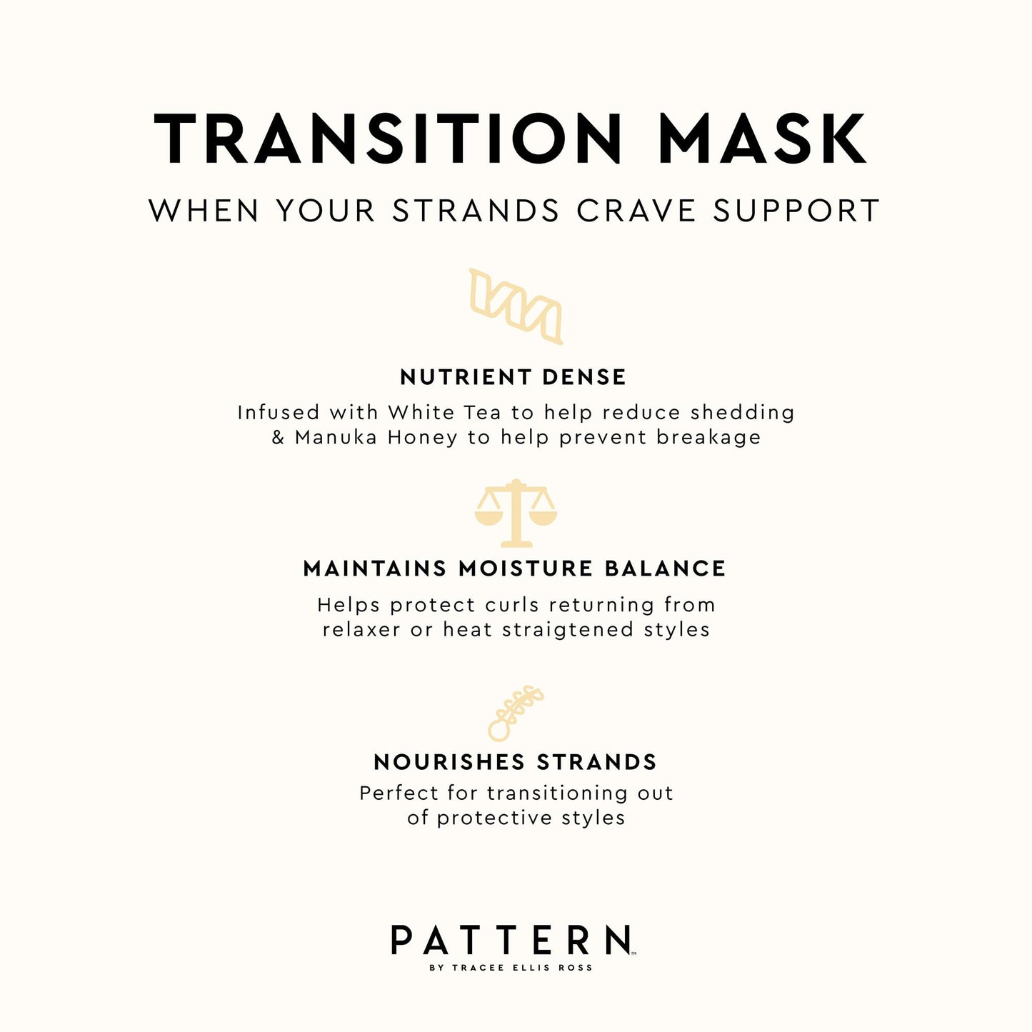 PATTERN Beauty by Tracee Ellis Ross Transition Mask, 11 Fl Oz, Breakage Barrier Hair Mask for Curlies, Coilies and Tight-Textures, 3a-4c