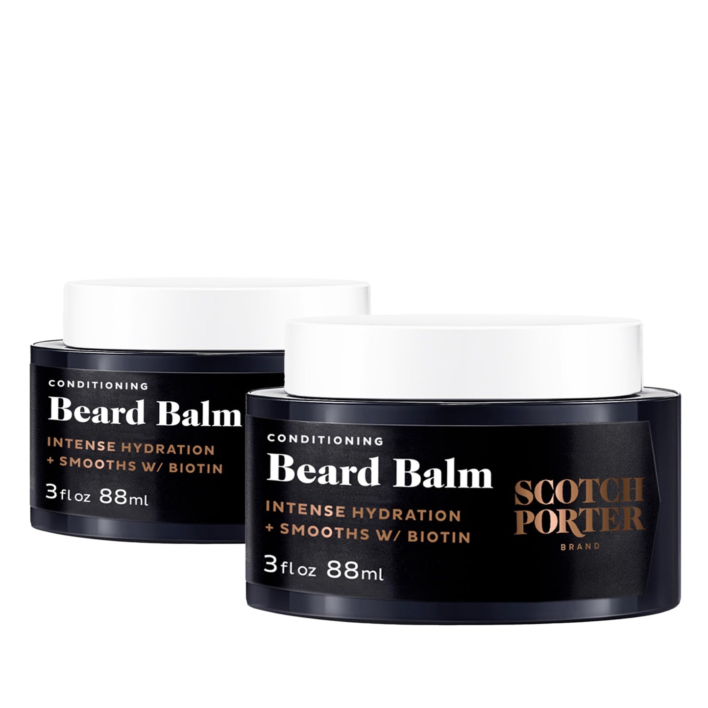 Scotch Porter Conditioning Beard Balm Twin Pack – Smooth, Shape, Moisturize & Soften Coarse, Dry Facial Hair while Encouraging Growth for a Fuller/Healthier-Looking Beard – Original Scent, 2 x 3 oz