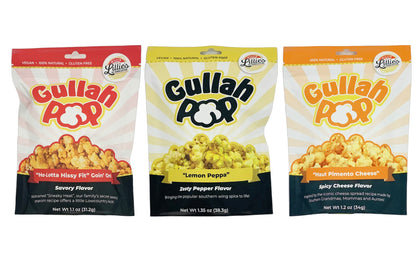 Lillie's of Charleston Gullah Pop 3 Flavor Variety, Healthy Artisanal Popcorn Snacks, Gluten Free, 1.1-1.35 Ounce Bags (Pack of 3)