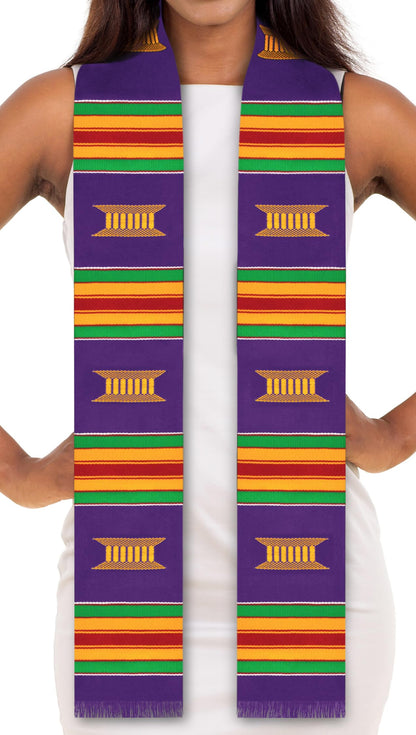 ADVANSYNC Kente Cloth Graduation Stole Red, Yellow or Purple (Purple)