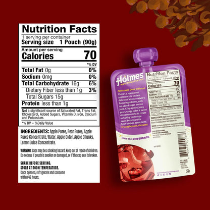 Applesauce Squeeze Pouch, Organic Cinnamon Applesauce Pouches with Real Chunks of Fruit, No Artificial Flavors Fruit Snack (Apple Pie Cinnamon, 12 Pack of 3.2 oz)