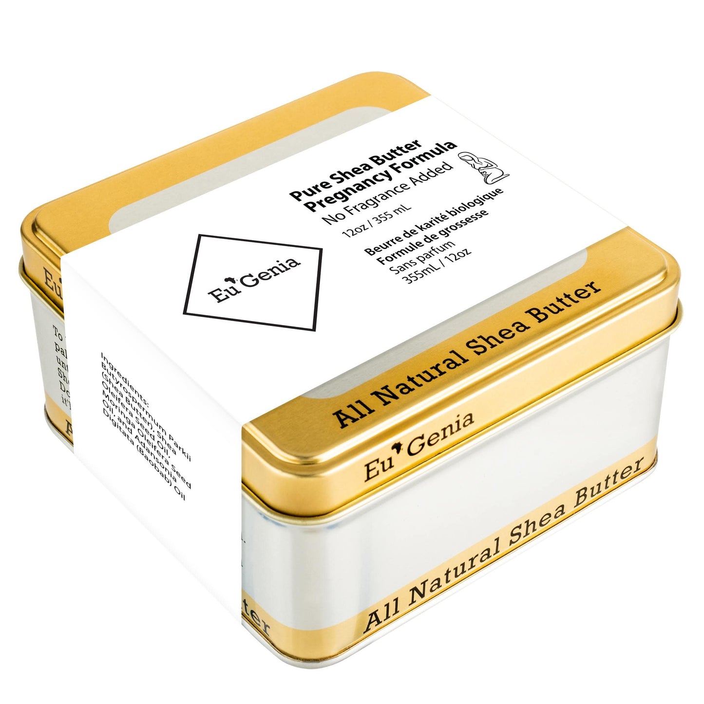 Eu'Genia Pregnancy Formula (Fragrance-Free, 12oz), 100% Pure Unrefined Ghanaian Shea, Premium Moisturizer Helps Prevent Stretch Marks, For All Skin & Hair Types