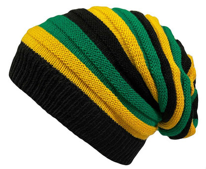 Jamaican Roots Slouchy Beanie Tam Black Green Gold for Men & Women