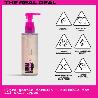 UOMA Cleansing Oil by Sharon C - Go Awf Au Naturel Cleansing Oil. Face Wash & Make Up Remover for All Skin Types, Hydrating Oil Cleanser with Natural Oils & Vitamin E. Vegan Skincare 150ml