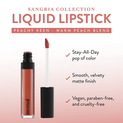 Mented Cosmetics Liquid Lipstick - Vegan Lipstick - Matte Red Lipstick for Women - Long Wear Lipstick - Red Lipstick Long Lasting Smudge Proof - Peachy Keen