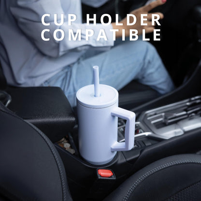 Elemental 40 oz Tumbler with Handle and Straw - Spill Proof Insulated Stainless Steel Commuter for Hot and Cold Beverages - Travel Coffee Mug with 2 Straws & Spill Proof Lid - 40oz - Ice Blue