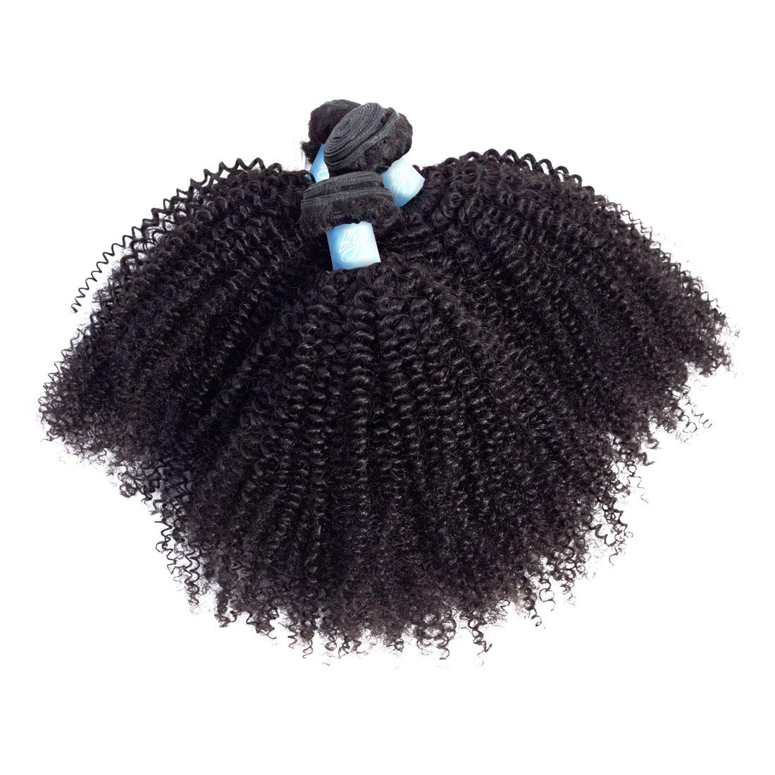 BLY 7A Mongolian Afro Kinky Curly Boho Human Braiding Hair - 3 Bundles, 18/20/22 Inch Unprocessed Weft Big Hair for African American Women - Natural Color