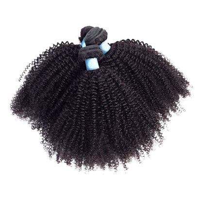 BLY 7A Mongolian Afro Kinky Curly Boho Human Braiding Hair - 3 Bundles, 18/20/22 Inch Unprocessed Weft Big Hair for African American Women - Natural Color