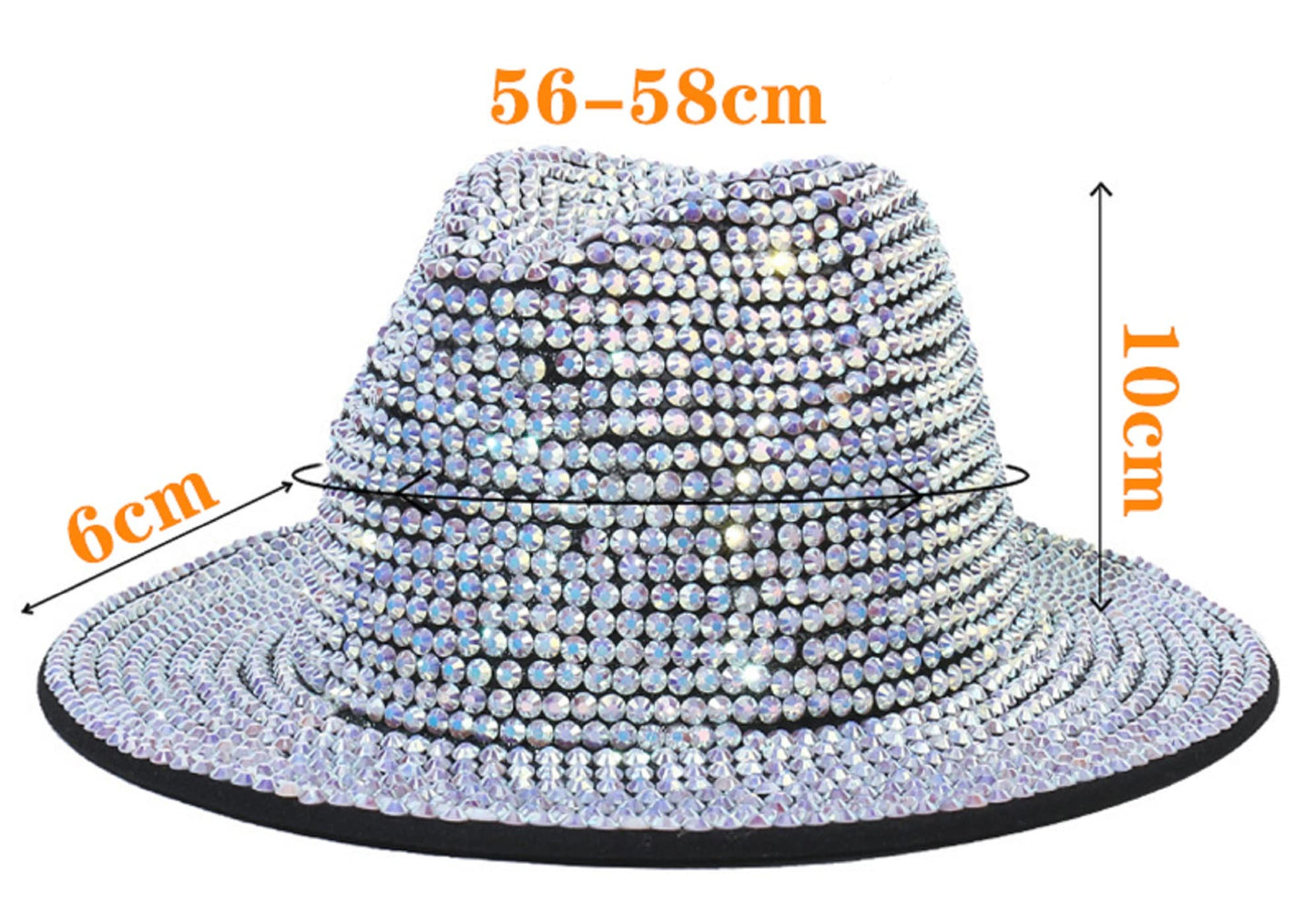 2Chique Boutique Women's Extra Bling Rhinestone Embellished Wide Brim Fedora Hat, Gunmetal