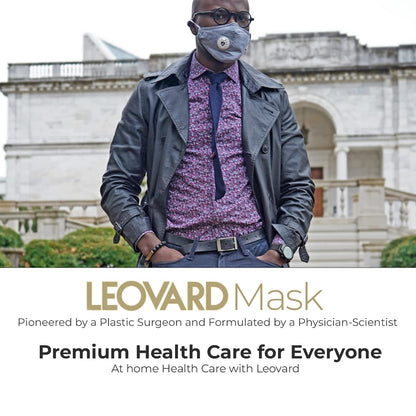 Leovard- PM 2.5 Mask With 3 Filters & Breathing Valve | Breathable, Washable, Adjustable & Comfortable Luxury Cloth Mask | Great For Men & Women (Gray)