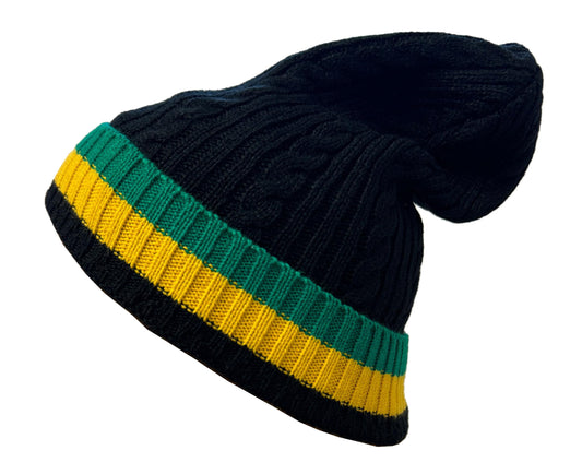 Jamaican Black Green & Gold Beanie Tam Hat Unisex