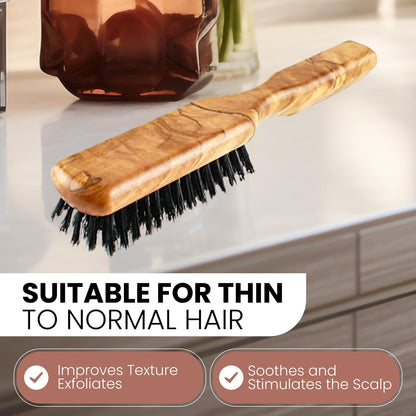 Since 1869 Hand Made in Germany - 100% Boar Bristle Hair Brush, Suitable For Thin To Normal Hair - Naturally Conditions Hair, Improves Texture, Exfoliates, Soothes and Stimulates the Scalp