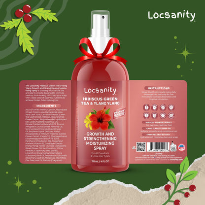 Locsanity Hibiscus Green Tea Hair Growth Spray for Dreadlocks and Loose Hairstyles Hair Care Treatment – Trial Size Loc Moisturizer for Thicker, Fuller, Longer Hair (4oz)
