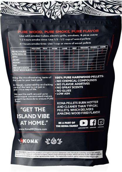 Kona Coal-Fired Charcoal Indoor Smoker Pellets - Charcoal Hardwood Blend, 2 lb Resealable Bag