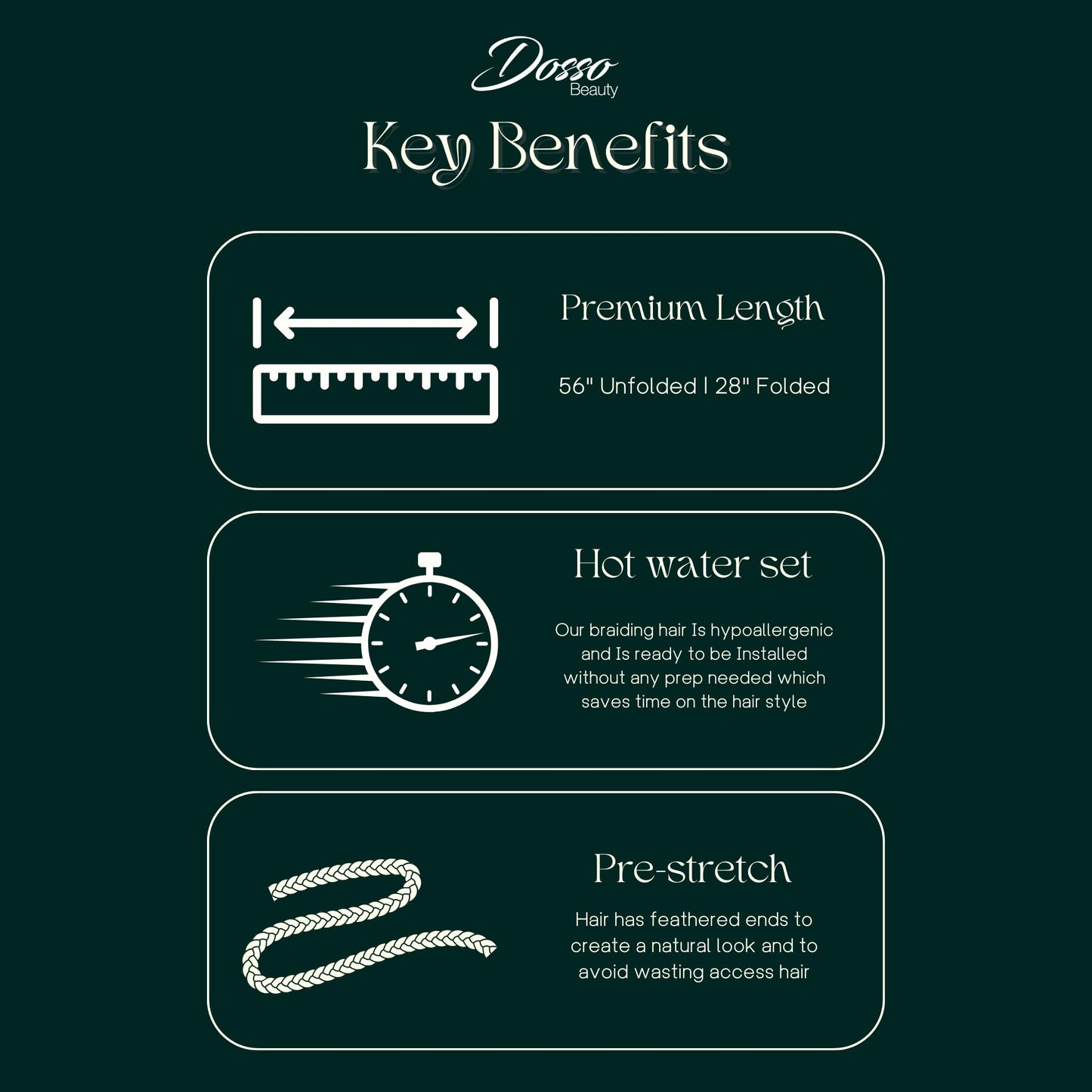 Dosso Beauty Single Pack Hypoallergenic Pre-Stretched Braiding Hair (28", 27), Itch-Free, Fast Drying, Light-weight, Hot Water Set, Soft Texture, Straight