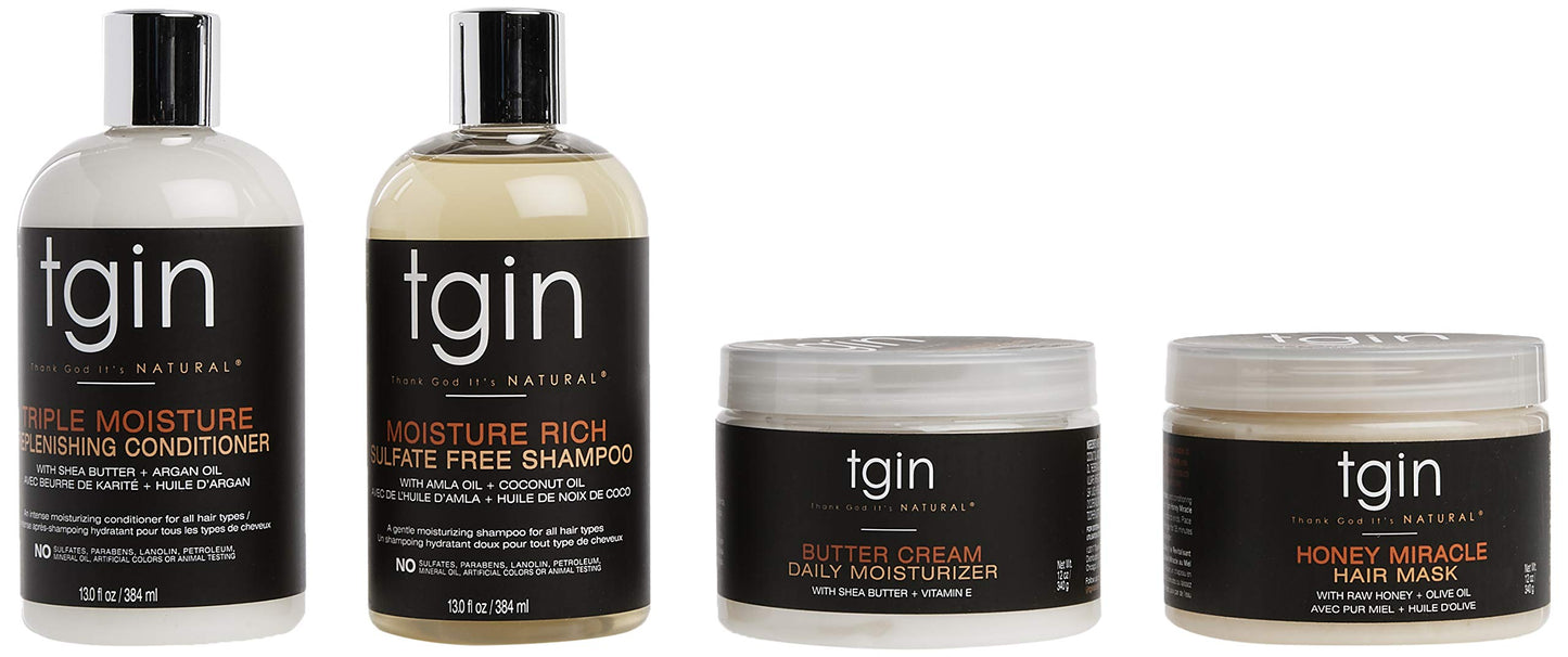 tgin Moist Collection for Natural, Dry, Curly Hair - Type 3c and 4c Hair - Gift Set - Paraben & Sulfate Free