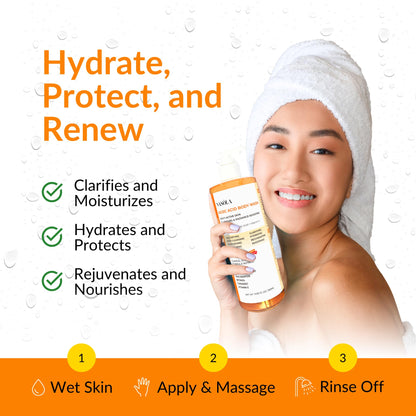 Nasola Kojic Acid Soap Body Wash + Turmeric Vitamin C Organic Natural Moisturizing Exfoliating Unscented Korean Cleansing Shower Gel for Women Men - 11.83 Fl Oz