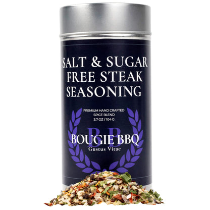 Salt & Sugar Free Steak Seasoning | Gourmet Seasoning, Artisanal Spice Blend | All Natural, Non GMO | Hand Crafted in Small Batches in USA | No MSG or Artificial Ingredients | GLP-1 Friendly | Sustainably Sourced, Ultra Premium Seasoning | Bougie BBQ | Gu