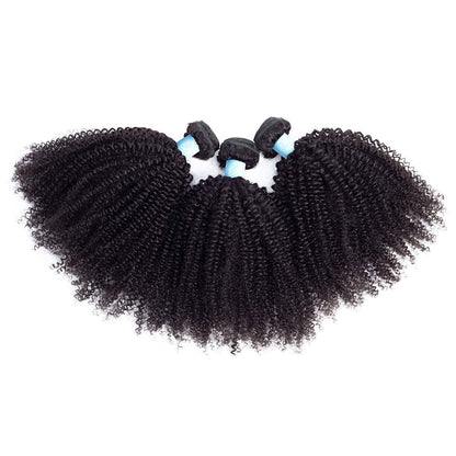 BLY 7A Mongolian Afro Kinky Curly Boho Human Braiding Hair - 3 Bundles, 18/20/22 Inch Unprocessed Weft Big Hair for African American Women - Natural Color
