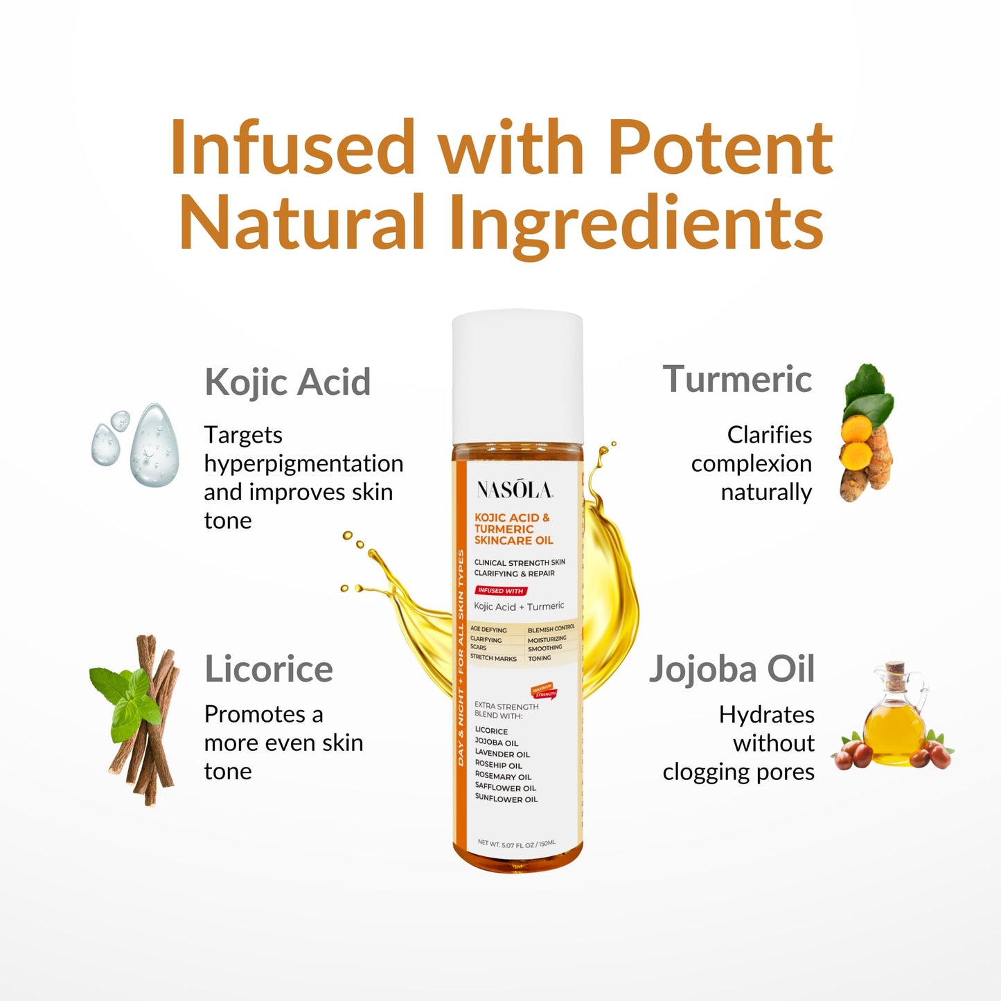 Nasola Kojic Acid Turmeric Skincare Bio Pure Oil