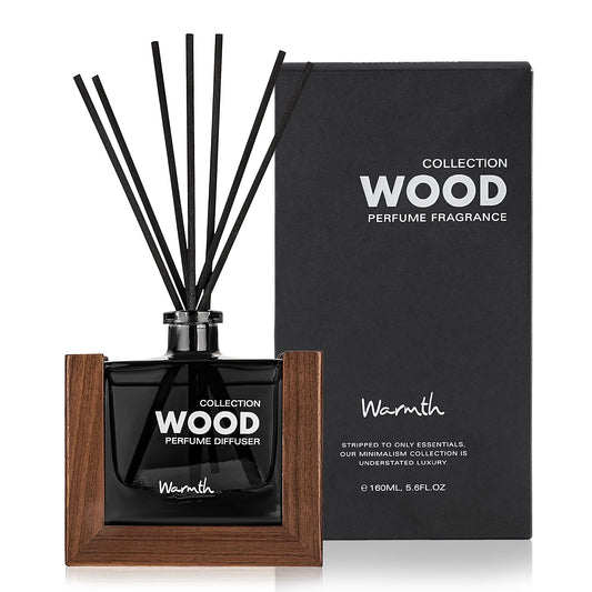 Scent Décor Luxury Reed Diffuser for Home Set with Scented Sticks and Essential Oil Refill in Glass Bottle, Decorative Wooden Frame – Warmth Fragrance for Bedroom Bathroom Office (5.6oz)