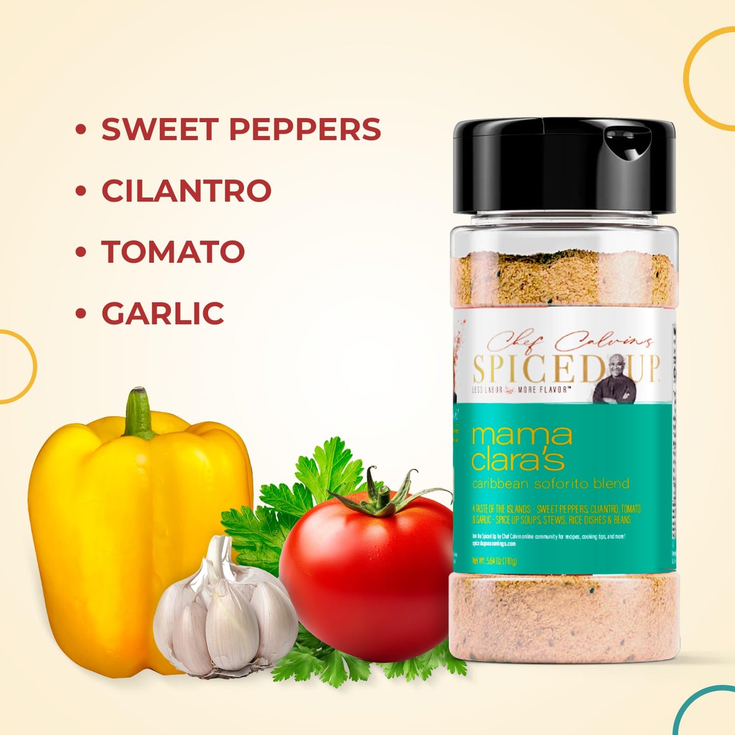 Spiced Up by Chef Calvin - Mama Clara's Caribbean Sofrito Seasoning Blend 6 oz/170 g - All Purpose Seasoning - Complete Mix of Spices and Seasonings for Cooking Soups, Stews and Rice Dishes