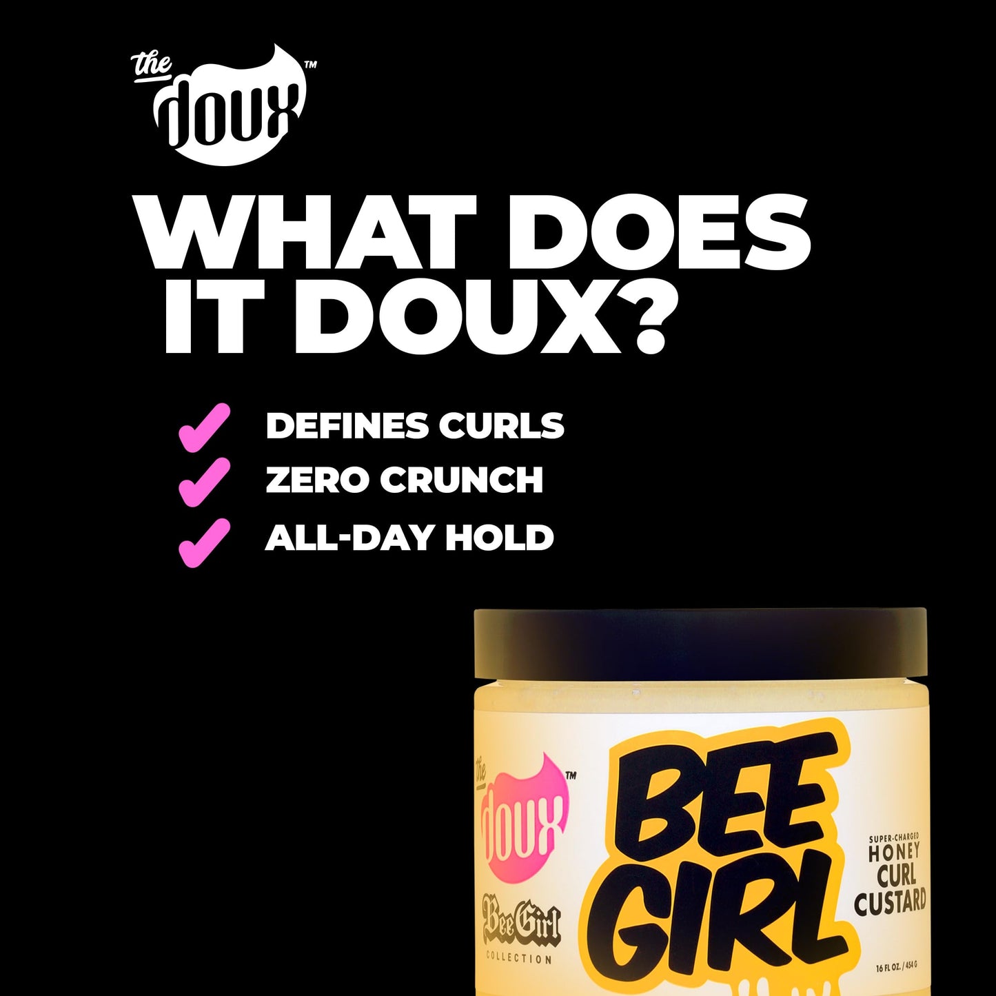 The Doux Bee Girl Honey Curl Custard - Curl Defining Cream With Aloe, Keratin and Silk Amino Acids