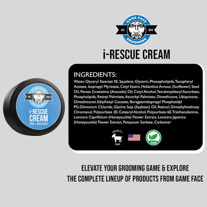 Game Face Grooming i-Rescue Cream – Eye Moisturizer | Firm and Moisturize Under Eye Wrinkles & Bags | Infused With Caffeine & Vitamin C | Every Day Use To Combat Aging Or Looking Fatigued | .5 fl oz