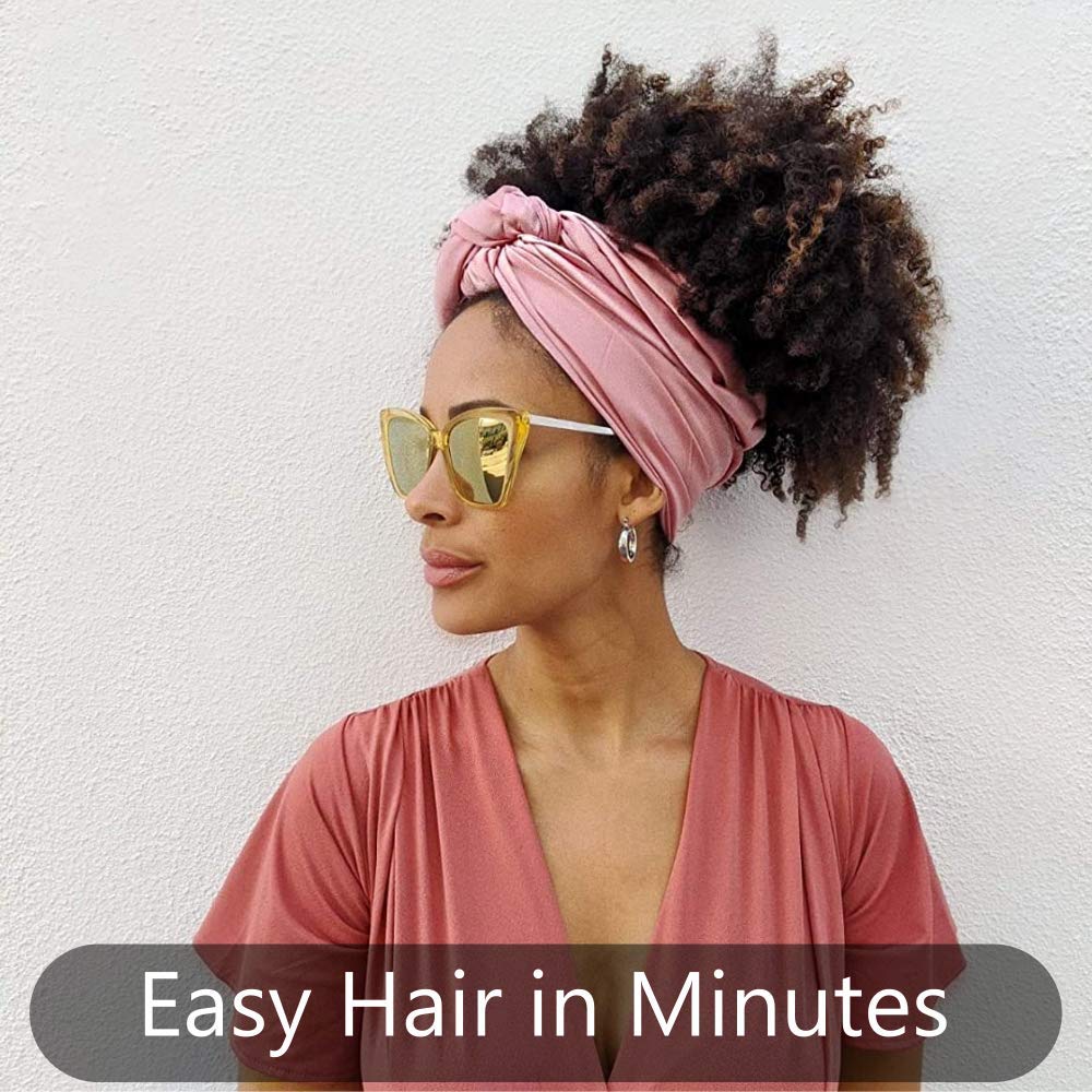 100% Satin Head Scarf | Headwrap for Women | Hair Turban for Black Women (Black)