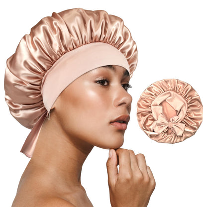 BONNET QUEEN Silk Bonnet for Sleeping Small Satin Bonnet Hair Bonnet Small Sleep Cap with Adjustable Tie Band Champagne