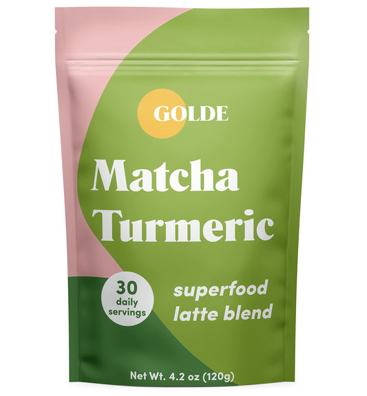 Golde Superfood Latte Blend - Matcha Turmeric | Plant-Based Superfood with Turmeric, Coconut, and Matcha | Vegan, Keto, Sugar-Free | 30 Servings
