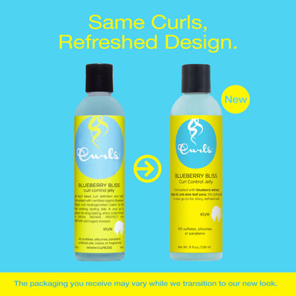 Curls Blueberry Bliss Control Jelly - 8 oz, Define & Defrizz, Wash and Go's, Twist Outs & Braid Outs, for Wavy, Curly, and Coily Hair Types