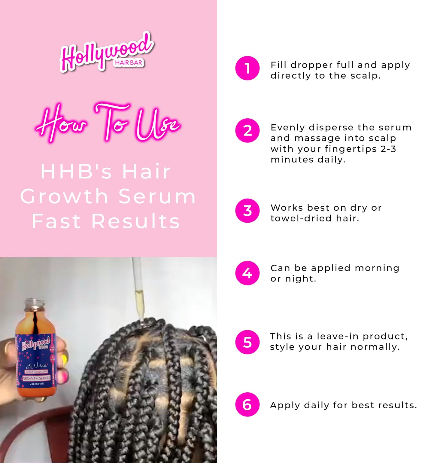 Hollywood Hair Bar | Hair Oil Regrowth Serum - Extra Strength, Vegan and Cruelty Free, Made with All-Natural Essential Oils, 2 oz