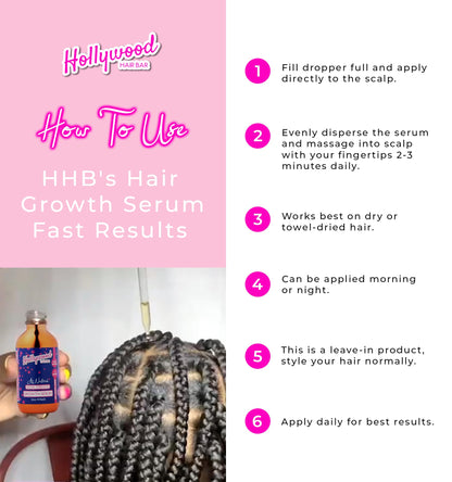 Hollywood Hair Bar | Hair Oil Regrowth Serum - Extra Strength, Vegan and Cruelty Free, Made with All-Natural Essential Oils, 2 oz