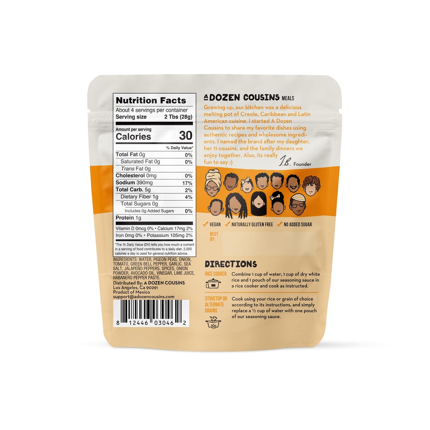 A Dozen Cousins Rice Seasoning Sauce Packets - Season and Prepare Your Own Rice Dishes - 10 Pack - Arroz Con Gandules - 4 oz Packet