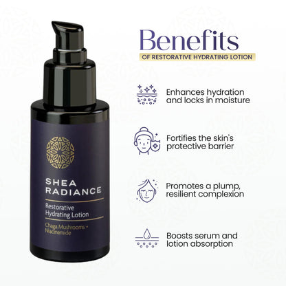 Shea Radiance Restorative & Nourishing Hydrating Body Lotion - deeply hydrating and lightweight lotion formulated with a restorative blend of Tremella