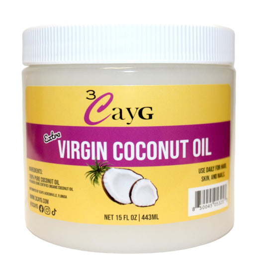 3CayG 15oz Extra Virgin Coconut Oil for Softer Skin, Hair Growth, and Nailcare