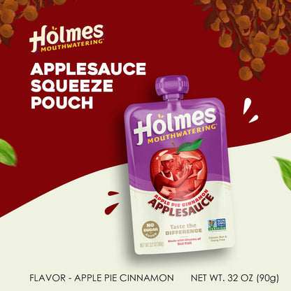 Applesauce Squeeze Pouch, Organic Cinnamon Applesauce Pouches with Real Chunks of Fruit, No Artificial Flavors Fruit Snack (Apple Pie Cinnamon, 12 Pack of 3.2 oz)
