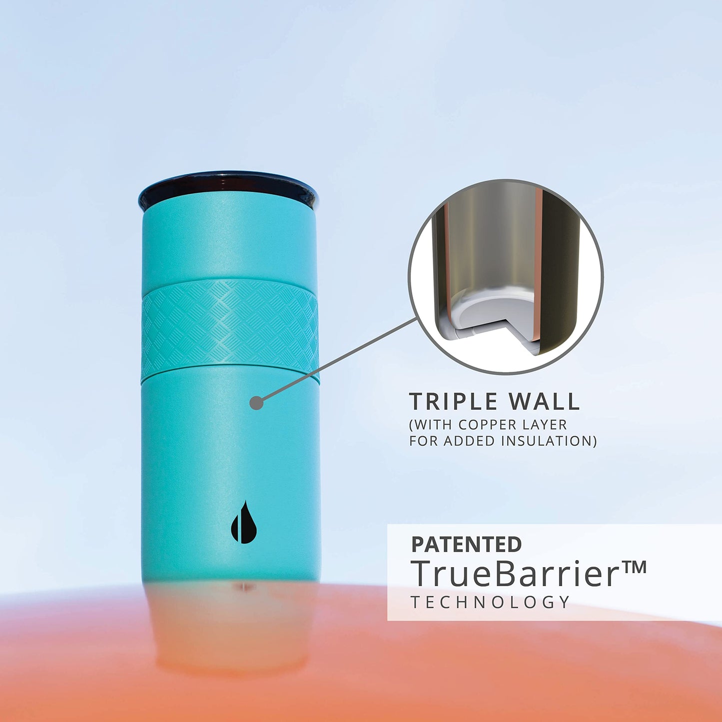 Elemental Artisan Insulated Tumbler, Triple Wall Coffee Travel Mug, Reusable Stainless Steel Coffee Tumbler with Ceramic Lid, Thermal Coffee Cups for Hot (6 Hrs) & Cold (18 Hrs), 16oz - Robin's Egg