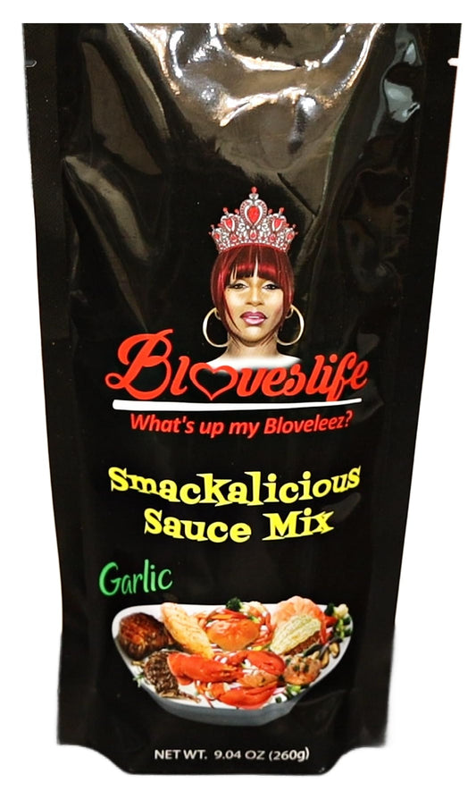 Blove's Smackalicious Sauce Seasoning Mix (Garlic) Seasoning mix for making Smackalicious Sauce by Bloveslife. Great on fish, crab, shrimp, crawfish and a variety of meats and veggies