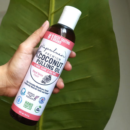 Kapuluan Coconut Oil Pulling for Teeth and Gums Mouthwash, 100% Pure and Natural, Non-GMO, Ayurvedic – Refreshing Rose Clove Essential Oils