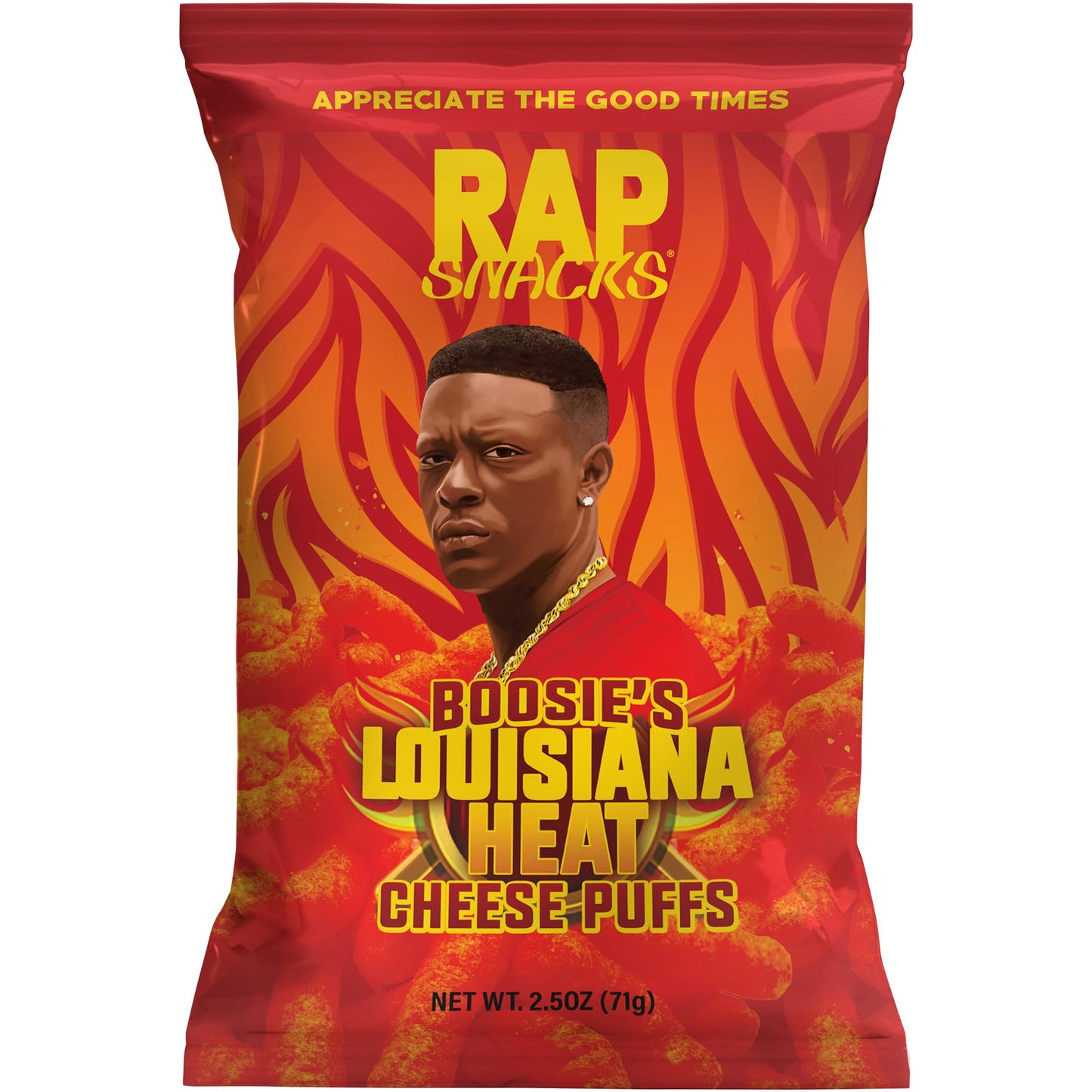 Rap Snacks Boosie Louisiana Heat Cheese Puffs 2.5 Oz Bags-Pack of 6