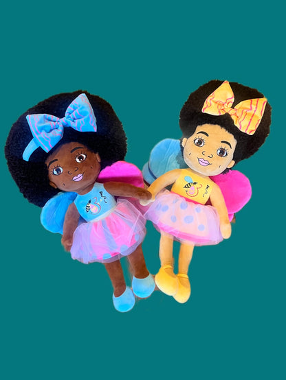 Orijin Bees Cuddle Bees Plush Dolls - Luna, 24 inches, Soft, Durable, Ages 2+, Black Doll, Biracial Doll, First Doll, Cartoon Doll, for Girl Toddler prechool, Large Plush Doll